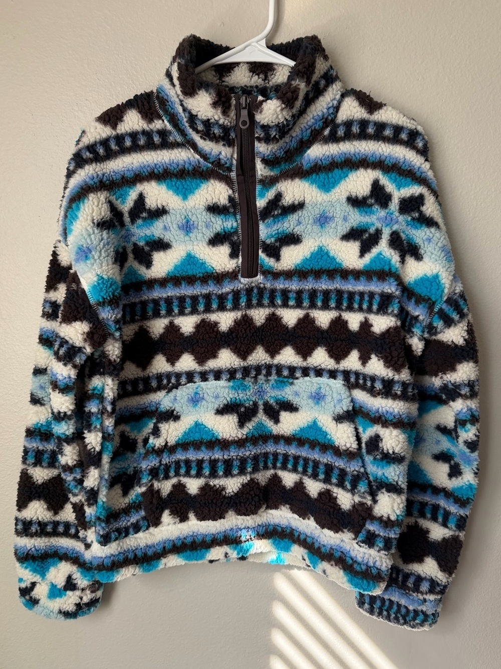 Offline by Aerie Nordic patterned sherpa fleece quarter-zip pullover Small - Picture 2 of 5